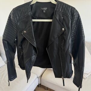 TOP SHOP BARELY WORN FAUX LEATHER COAT